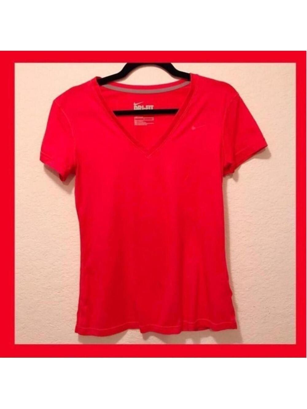 Nike Dri-FIT‎ Red V-Neck Short Sleeve Shirt